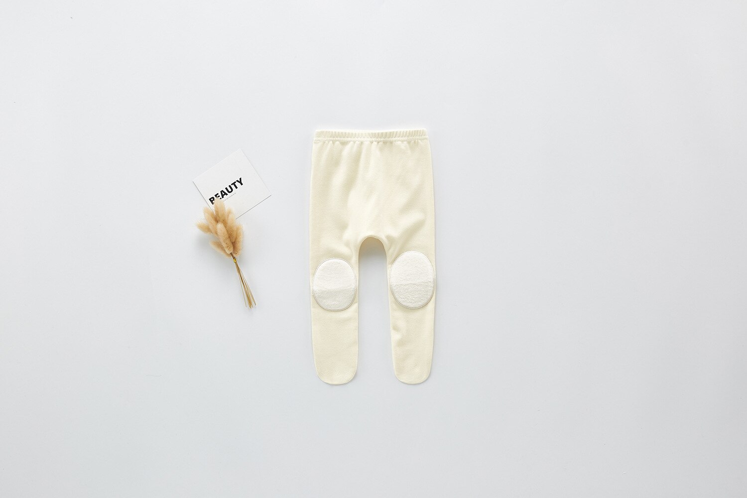 Høst baby jenter uformell knelapp 3 farger leggings 0-2 år spedbarn bomull slitesterk strømpebukse: Kremhvit / 6m ( tagstørrelse 73cm)