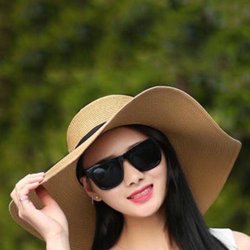 1 stk kvinner dame stråhatt solhatt bred randen pustende for utendørs strand sommer 99. nov