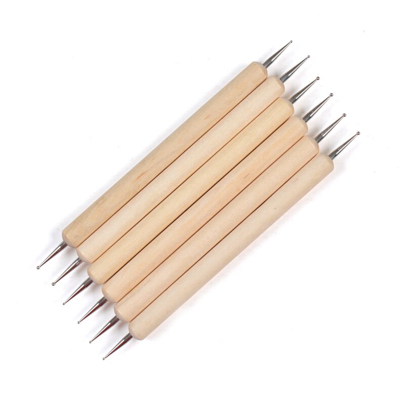 Fengshangmei Wooden Nail Dot Pen Tools 2 Ways Nail Art Dotting Pen