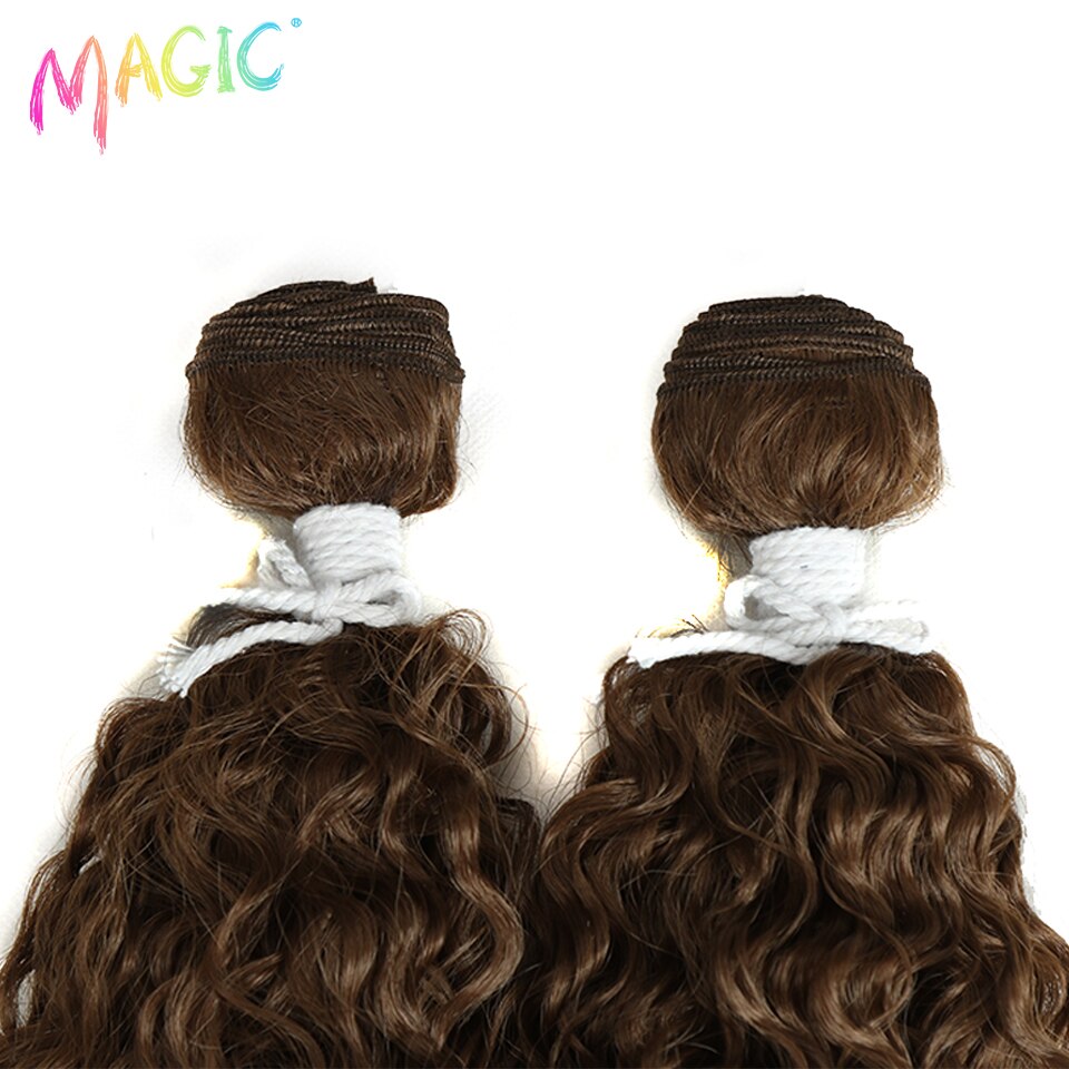 Magic-extensiones de pelo rizado de 18 y 22 pulgadas, mechones de pelo Artificial sintético, Color marrón, accesorios para el cabello, 2 uds.