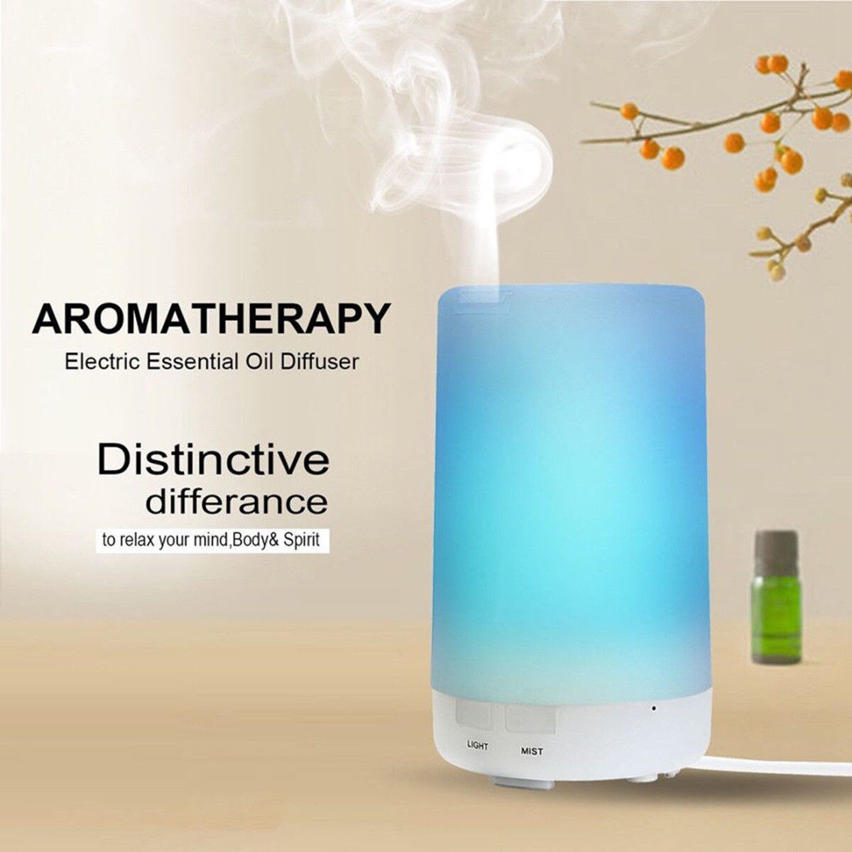 Ultrasone Etherische Oliën Aroma Diffuser Mist Luchtbevochtiger Multi-Colour Led Licht