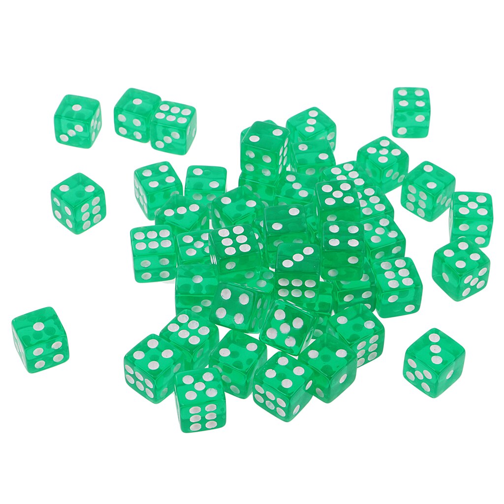 50PCS D6 Polyhedral Game Dice 12mm For RPG Dungeons And Dragons Games Green