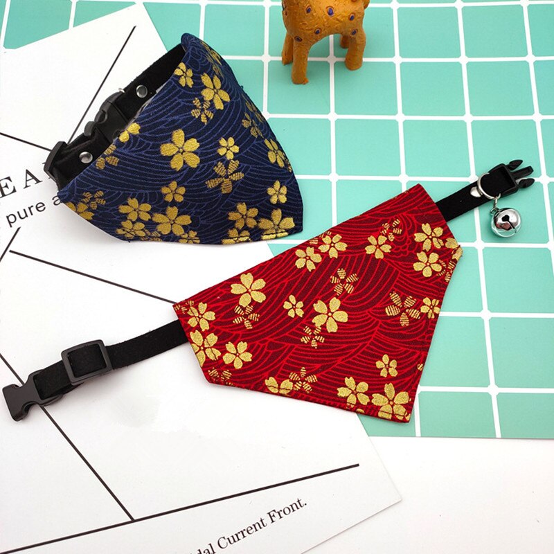 Japanese Adjustable Small Dog Collars Puppy Cute Pet Slobber Towel Outdoor Cat Collar Print Scarf Dog Collar Neckerchief