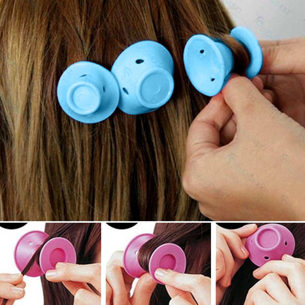 10 teile/satz Weiches Haar Rollen Haar Lockenwickler Keine Wärme Haar Styling Werkzeuge Blau Rosa Einfach Twist Rollen Einfach Haar Pflege Eisstockschießen