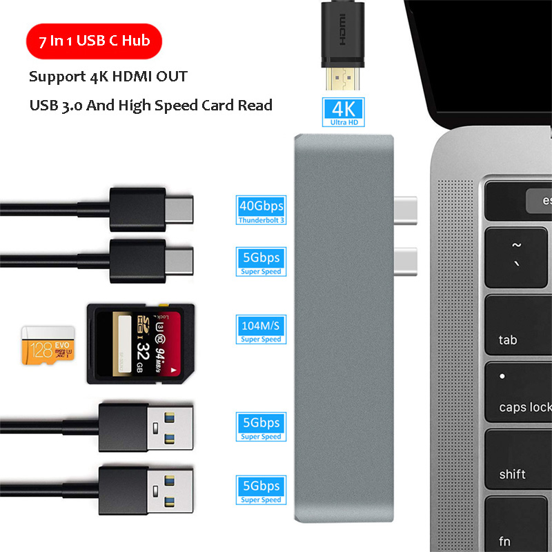 Usb Type C Hub Adapter Dock Docking Station Naar Hdmi Usb 3.0 Pd Voor Macbook Pro 13 "15" 16 "En Air