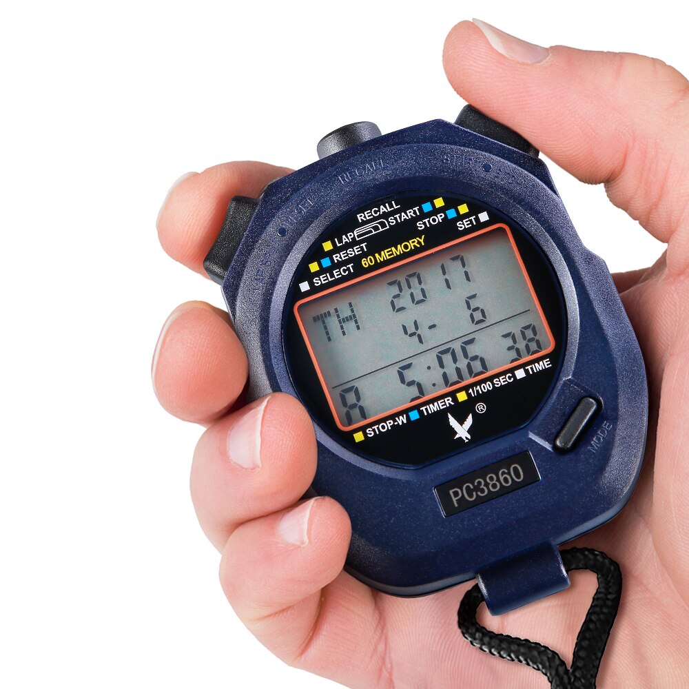 Drie Rijen 60 Herinneringen Handed Sport Stopwatch Met Countdown Pacer Tijd Temperatuur Display IPX7 Waterdichte Zwemmen Stopwatch