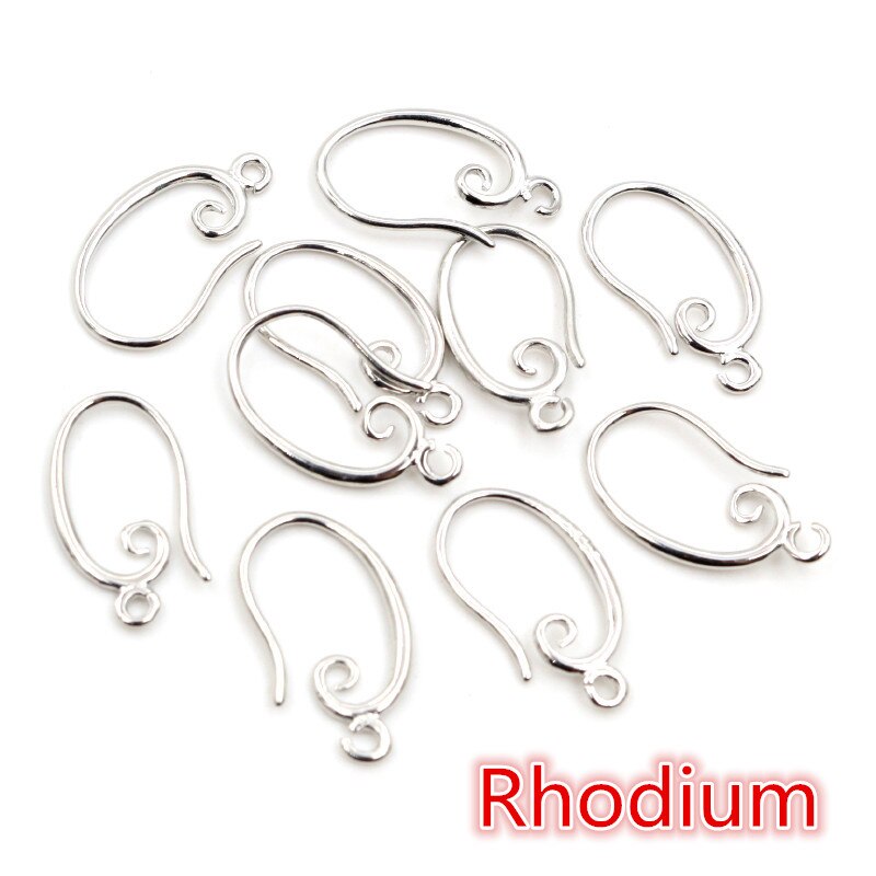 10Pcs 19X11Mm Klassieke 8 Kleuren Plated Messing Franse Earring Haken Draad Instellingen Base Instellingen hele: Rhodium