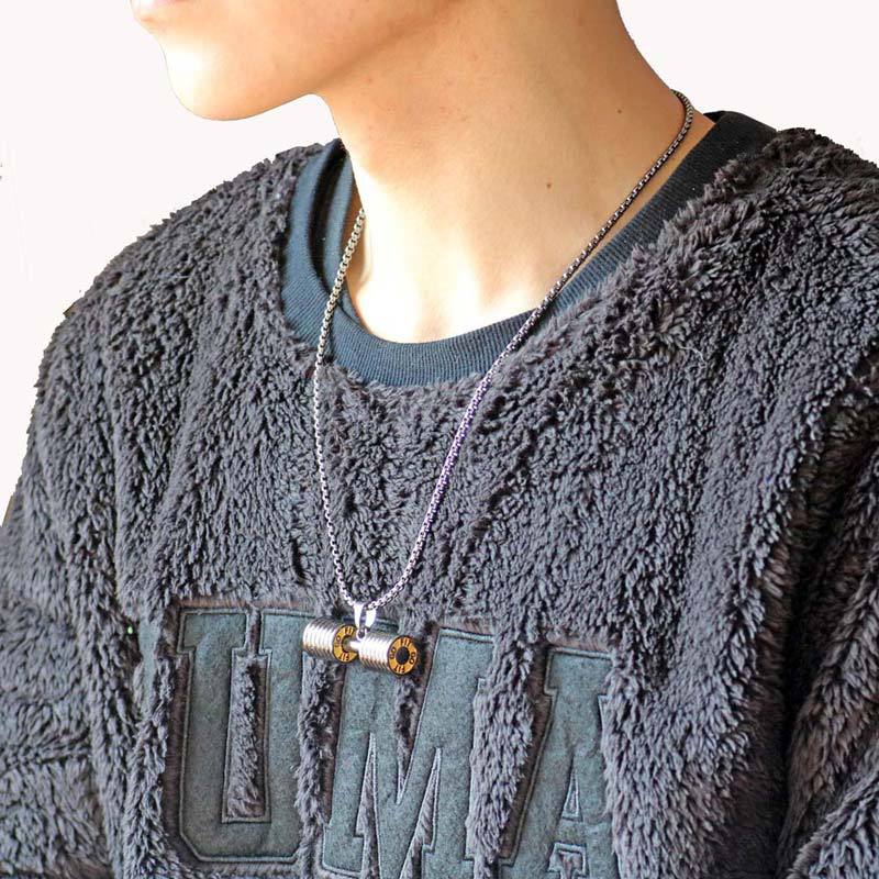 pendentif haltère musculation Fitness collier grande taille argent Crossfit Barbell collier Fitness bijoux acier inoxydable