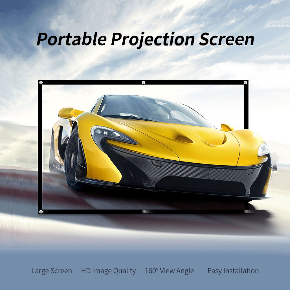 Foldable Projection Screen 150 inch Projection Screen Portable 16:9 Polyester Projector Screen for Home Office KTV