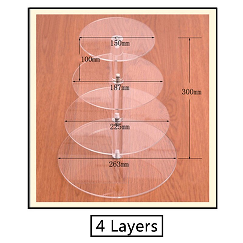 Cake Holder Round Acrylic 3/4 Tier Cupcake Cake Stand Assemble and Disassemble Home Birthday Tools Party Stands Decoration: 4 Layers