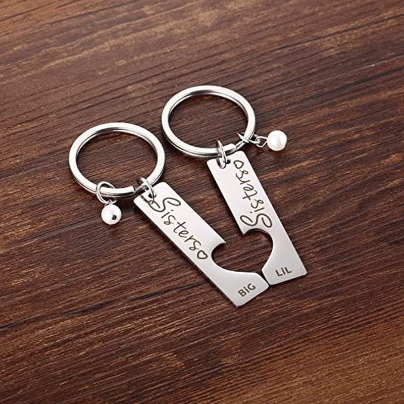 2PCS Zusters Grote Sis Lil Sis Sleutelhanger Van Zus Beste Vriend Sleutelhanger voor Meisjes Vrouwen Vrienden BFF Vriendschap