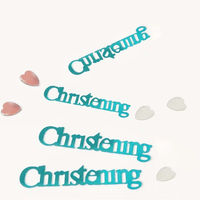 CHRISTENING Confetti Pink or Blue Ideal Table Decorations Boy or Girl Heart Metallic Glitter Foil Sequins Wedding Festival Party