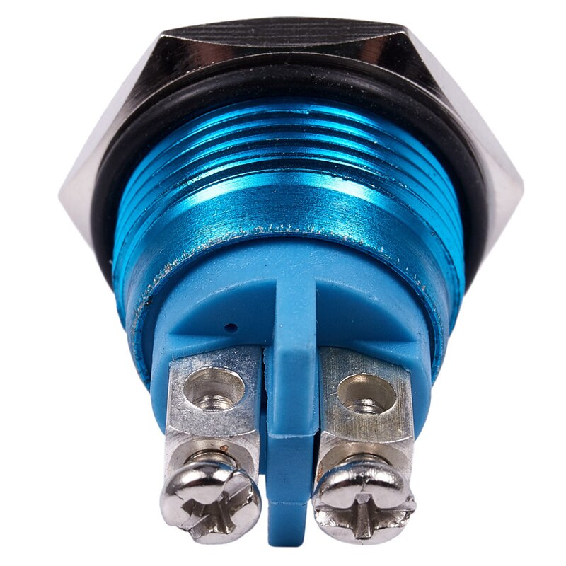 2Pcs 16Mm Flush Mounted Momentary Spst Stainless Steel Round Push Button Switch - Blue & Silver,Blue