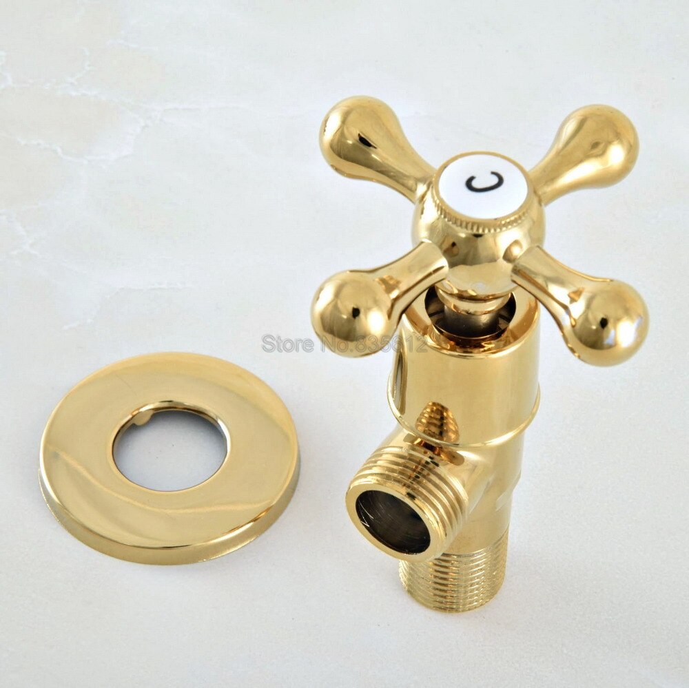 Válvula de tope de ángulo de latón para baño, accesorio de Color dorado de 1/2 "macho x 1/2" macho, con acabado dorado, tav013