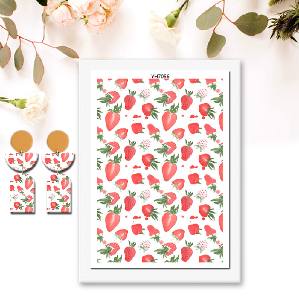 Sommer Obst Farbige Muster Polymer Clay Transfer Papier Wasserlösliche Einweg Aufkleber Druck Papier Ohrringe Machen Aufkleber