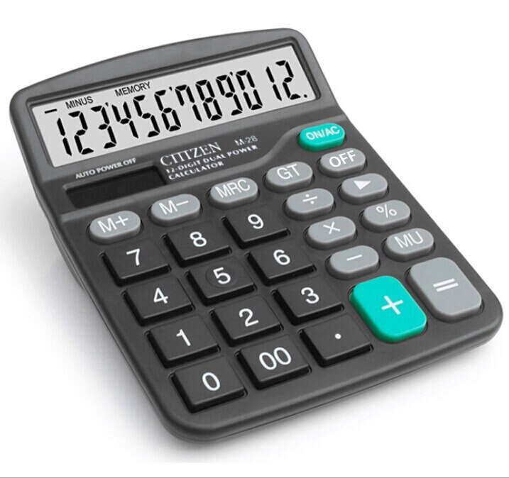 Calculadora Solar M28 de plástico Abs de doble potencia, Calculadora financiera de oficina con pantalla grande de 12 dígitos