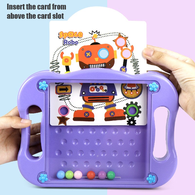 Ball Balance Puzzle Game Labyrinth Board Toys Puzzle Ball Brain Teasers with 10 Game Scenes Cards M09