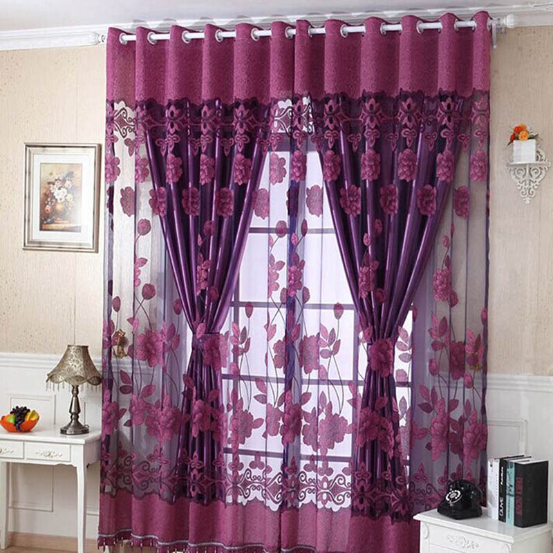 Modern Purple Blackout Curtains For Living Room Bedroom Windows Sheer Tulle Drapes Splice Home Decoration: violet
