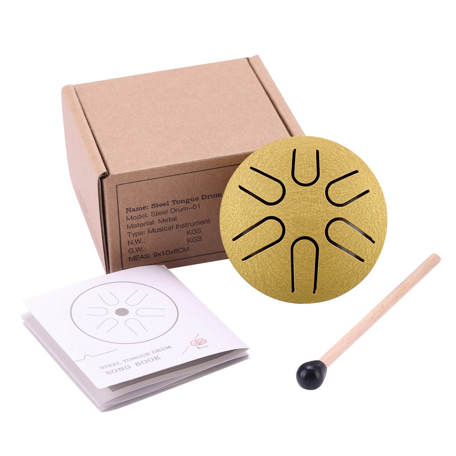 Mini tambor de lengua de acero de 3 pulgadas, 6 notas, instrumento de percusión para meditación etéreo, Yoga, Educación Musical, de navidad: Gold