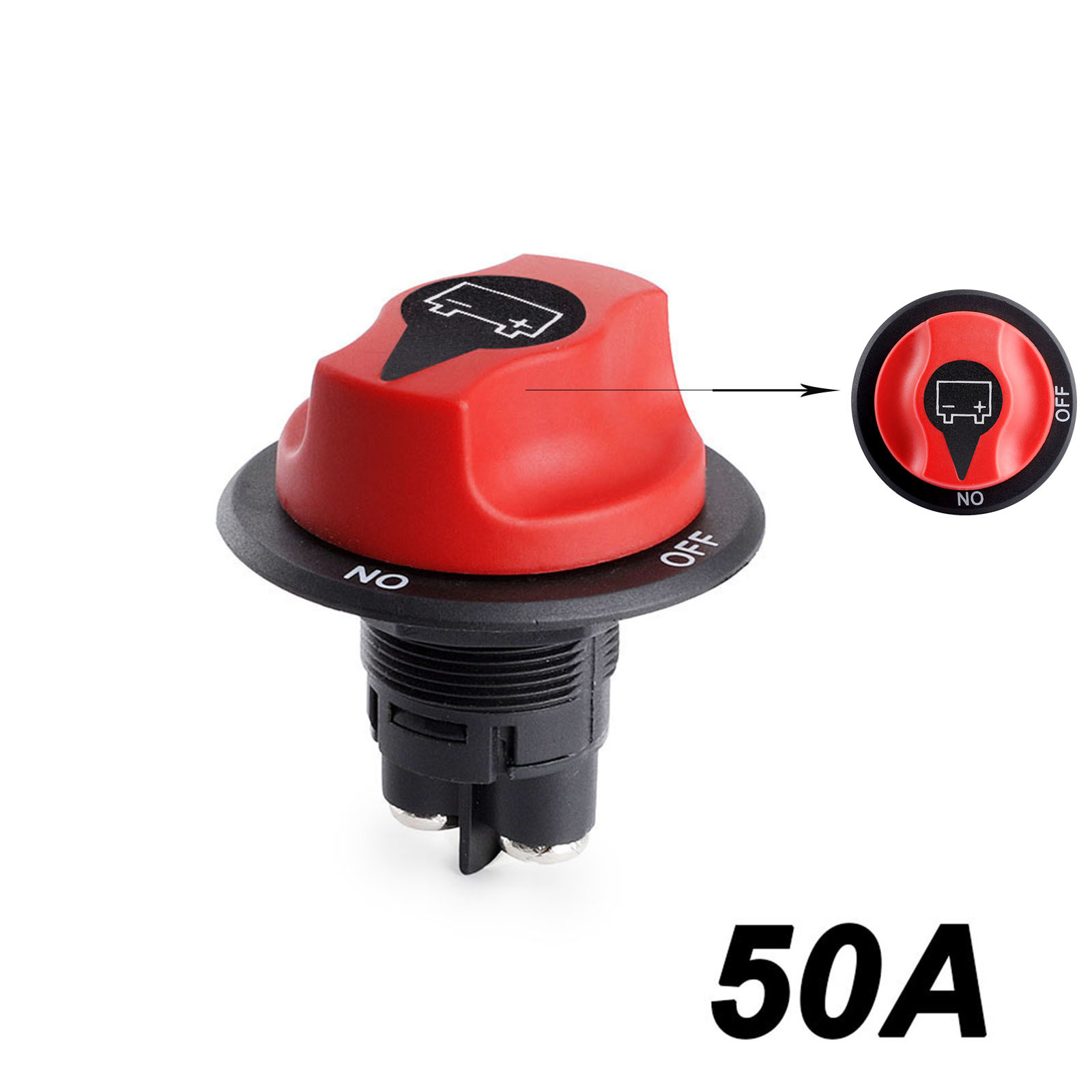 DC 32V interruptor de batería de coche seccionador aislador de potencia 50A 100A 200A 300A Kit de interruptor de rally de corte para coche motocicleta camión barco: Rojo