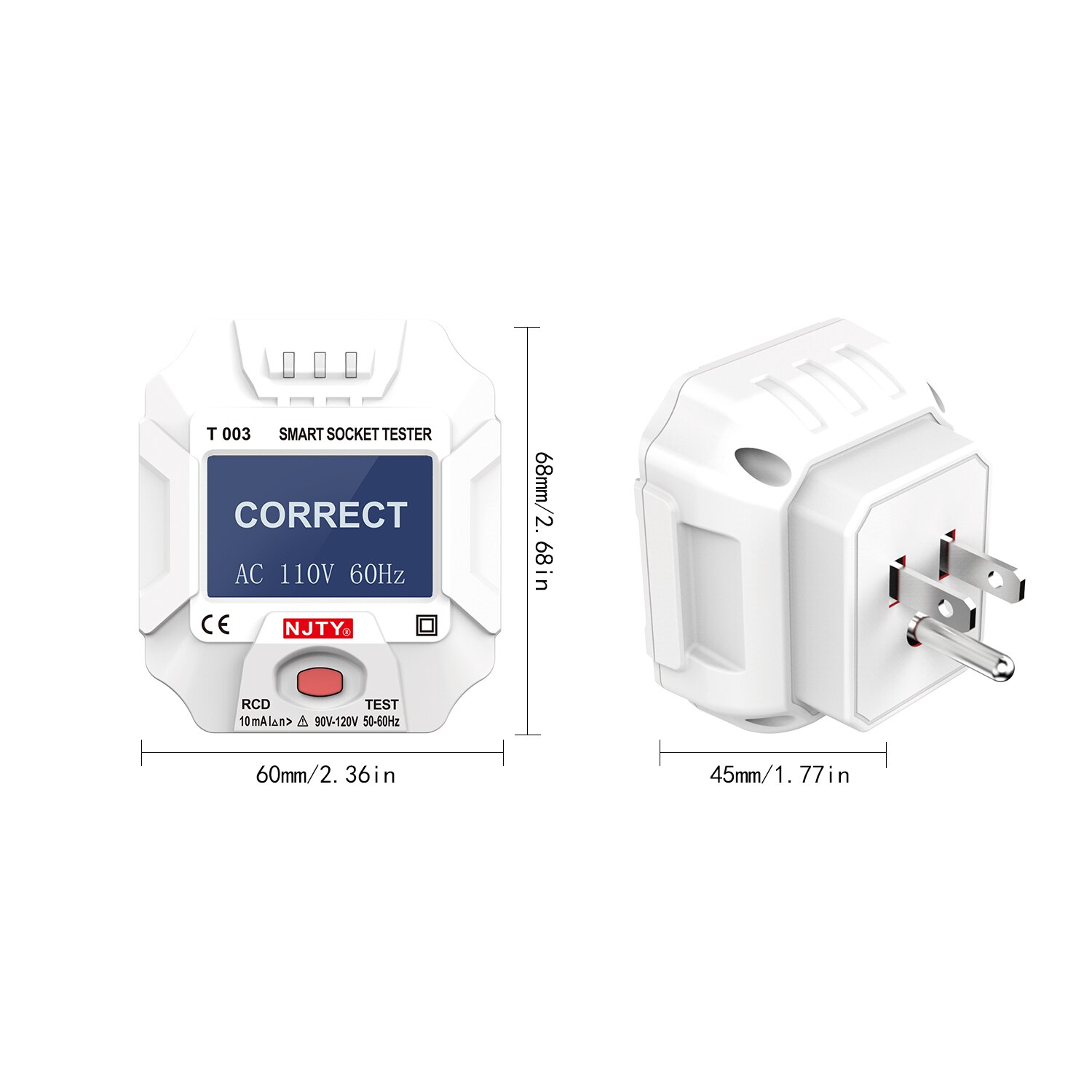 NJTY 90~120V Socket Outlet Tester Smart Socket Tester Digital Display LCD Socket Tester Circuit Polarity Detector Wall Plug