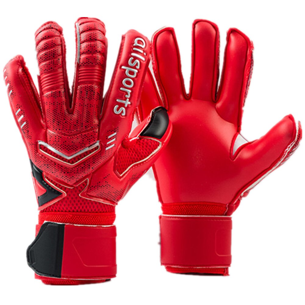 Professionelle Torwarthandschuhe für Herren und Damen, Kinder, Fußball, Fußball, Torwarthandschuhe, 4 mm, rutschfest, verdickter Latexhandschuh, 5 Finger, Sparschutz: Rot / XS