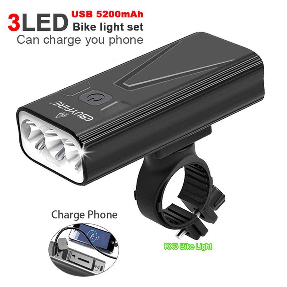6000LM Bicycle Light 2x XML-L2 LED Bike Light With USB Rechargeable Battery Cycling Front Light +Handlebar Mount: SetM KX3 Bike light