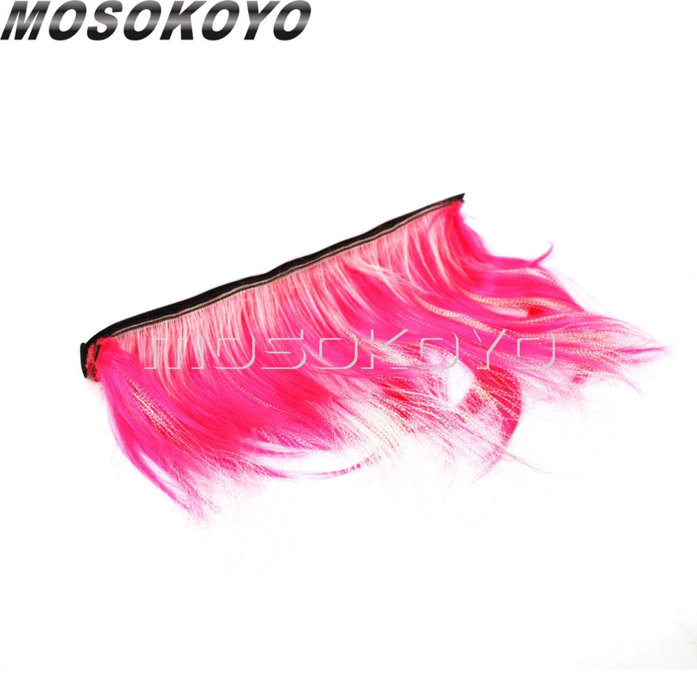 Motorcycle Punk Biker Helmet Mohawk Attached Long Hair Feather Casco Mohawks Sticker Outdoor: pink white