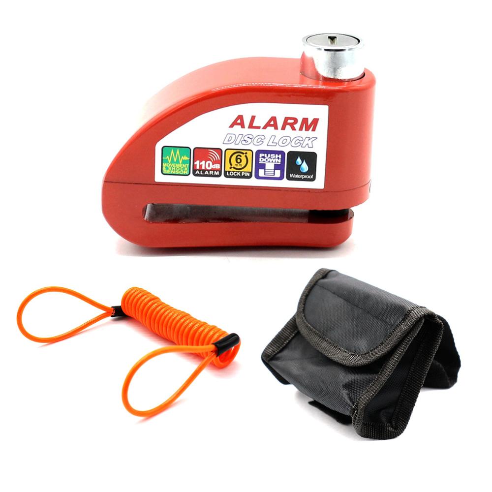 WINTUWAY Waterproof Motorcycle Alarm Lock Bike Lock Security Anti-theft Lock Moto Disc Brake Lock +Bag+Reminder Rope