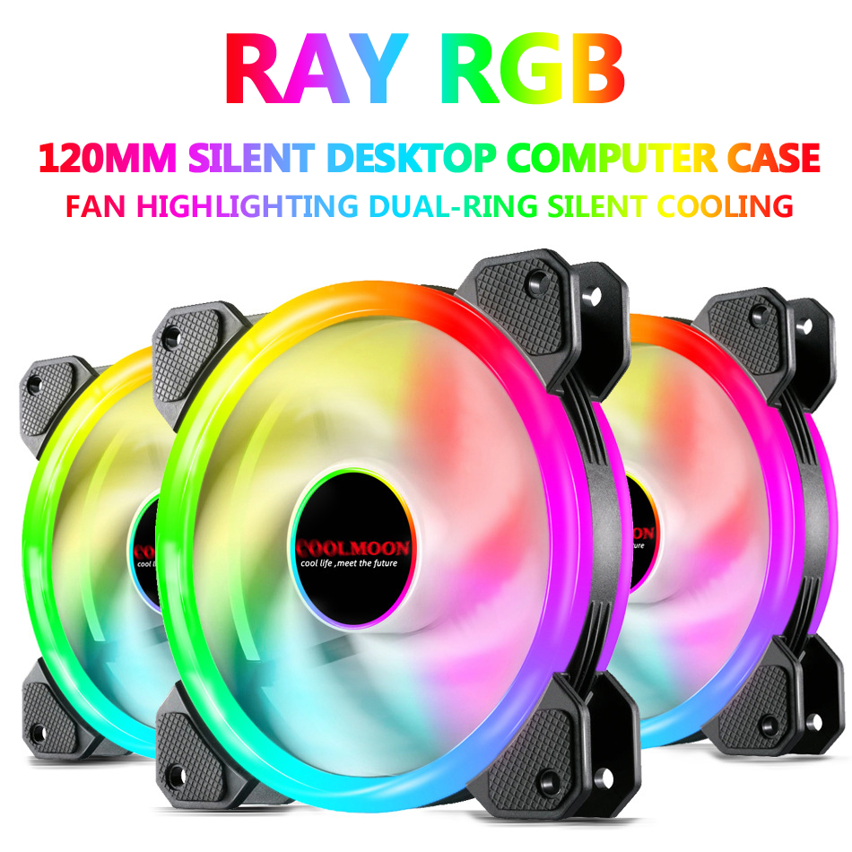 PC Desktop Computer Case Fan 120 mm Cooling Cooler Adjustable RGB Led 12V Mute Ventilador DC ARGB Fans Adjust Speed Aura Sync