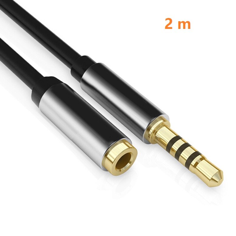 Man-vrouw Aux Kabel Hoofdtelefoon Verlengkabel 3.5 Mm Jack M/F Audio Stereo Extender Cord Oortelefoon 3.5mm Kabel: black 2m