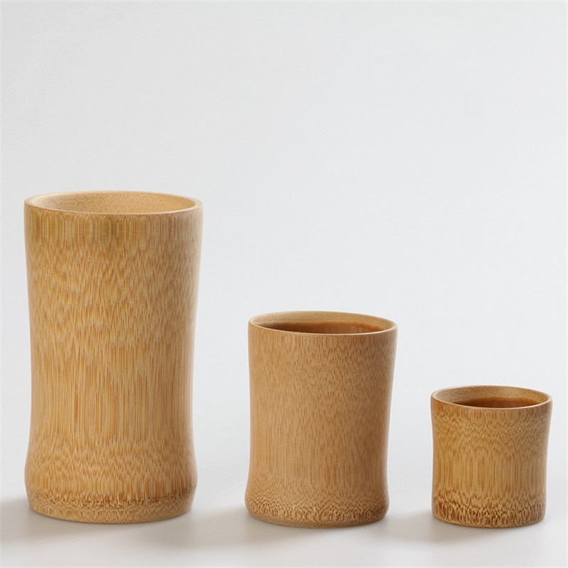 Natural Bamboo Tea Cups Beer Tumbler Office Coffee Wine Milk Cup Kitchen Vintage Chinese Wood Water Cup Insulated Small