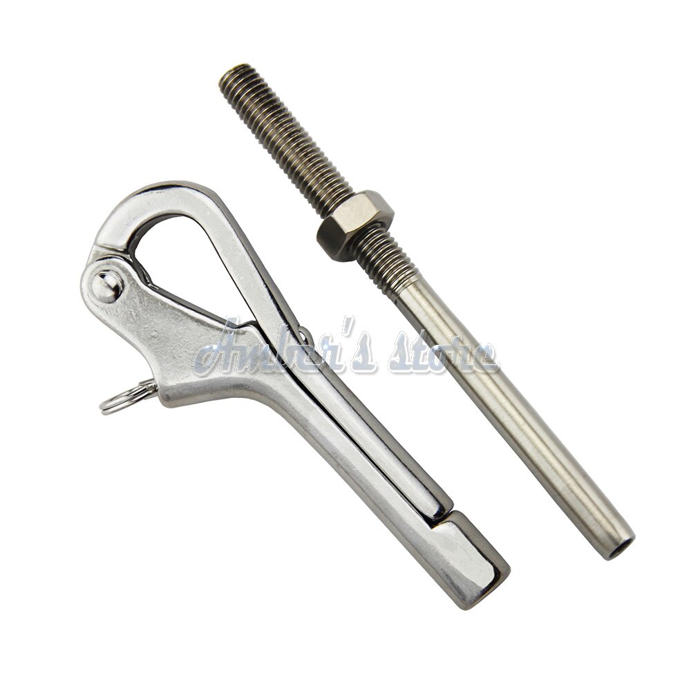 4'' Openable Pelican Hooks Shackle 316 Stainless Steel Quick Release Hand Rail Guardrails w/ Stud Terminals