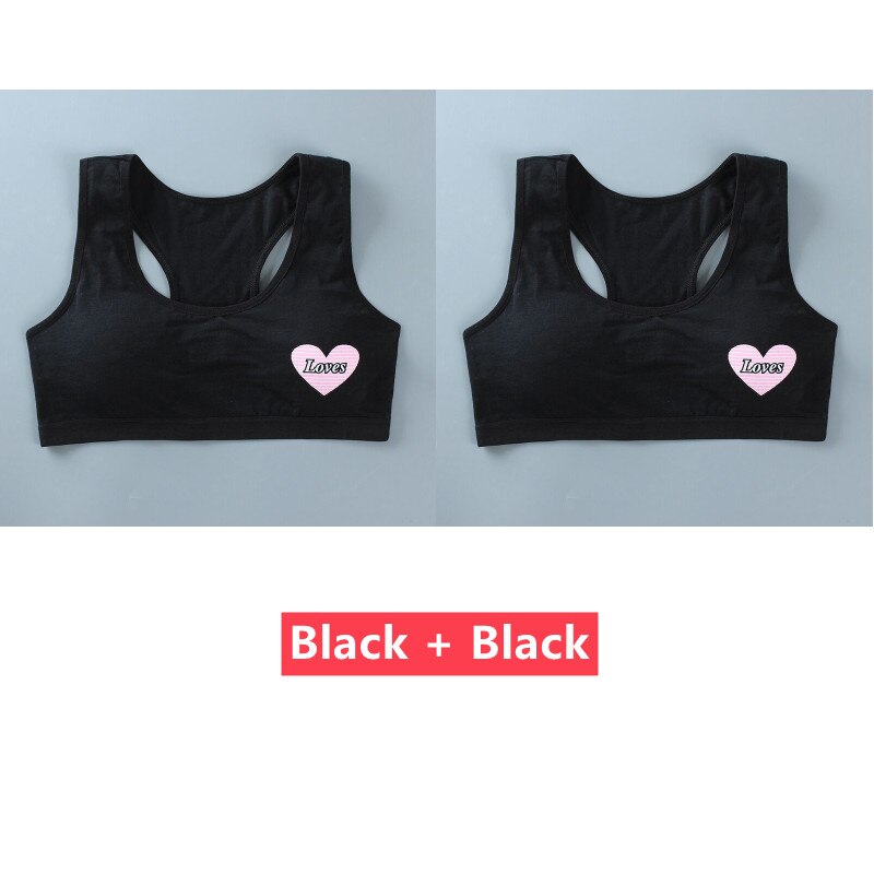 2PC Bras for Teen Girls Training Bras 14 Years Kids Soft Underwear Girls Breathable Children Cotton Sports Bras: 2hei
