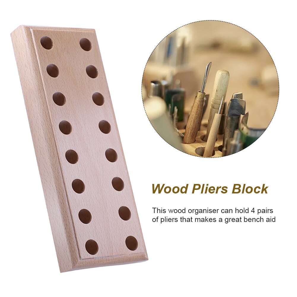 Wood Pliers Block Display Plier Organizer Tool Storage 16 Holes Durable Fixing Solid Portable Electrician Easy Apply Practical