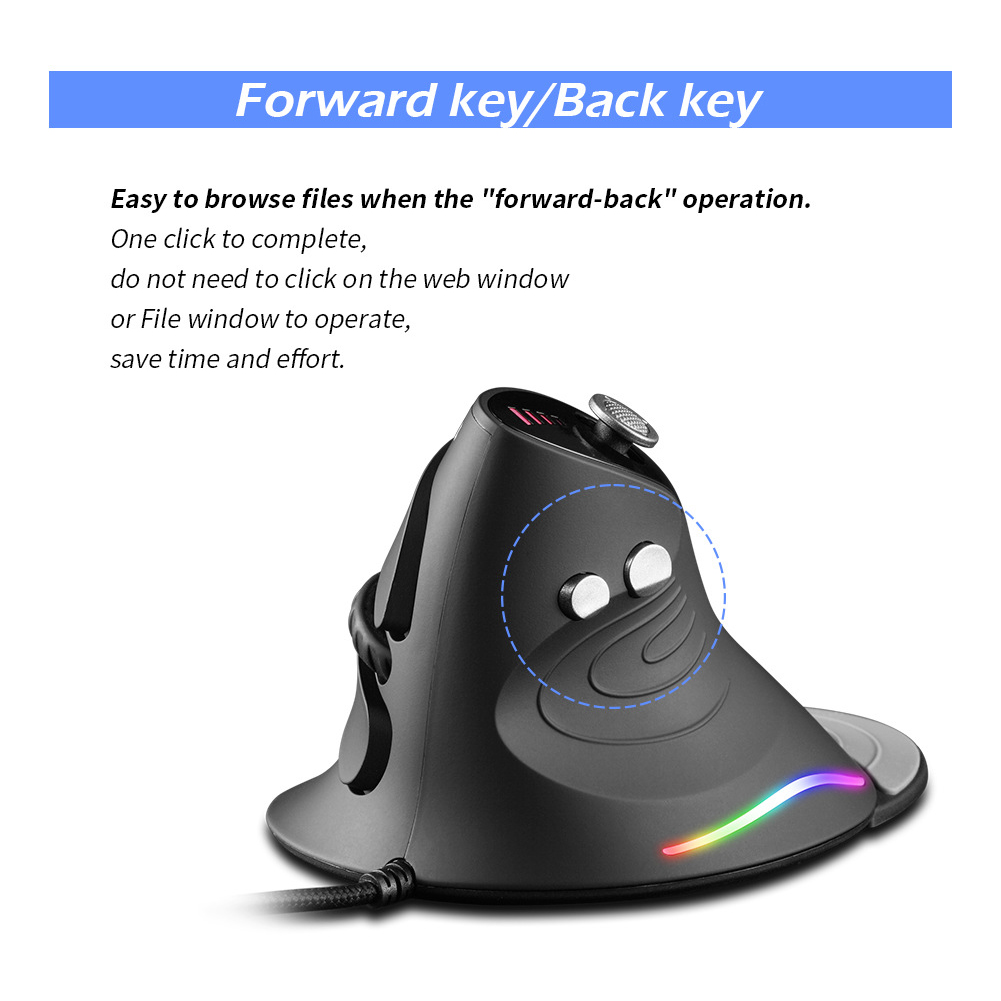 ZELOTES – souris optique de jeu C-10 DPI, 5 Modes, verticale, avec lumière LED RGB, pour ordinateur de bureau, PC et Notebook, 10000