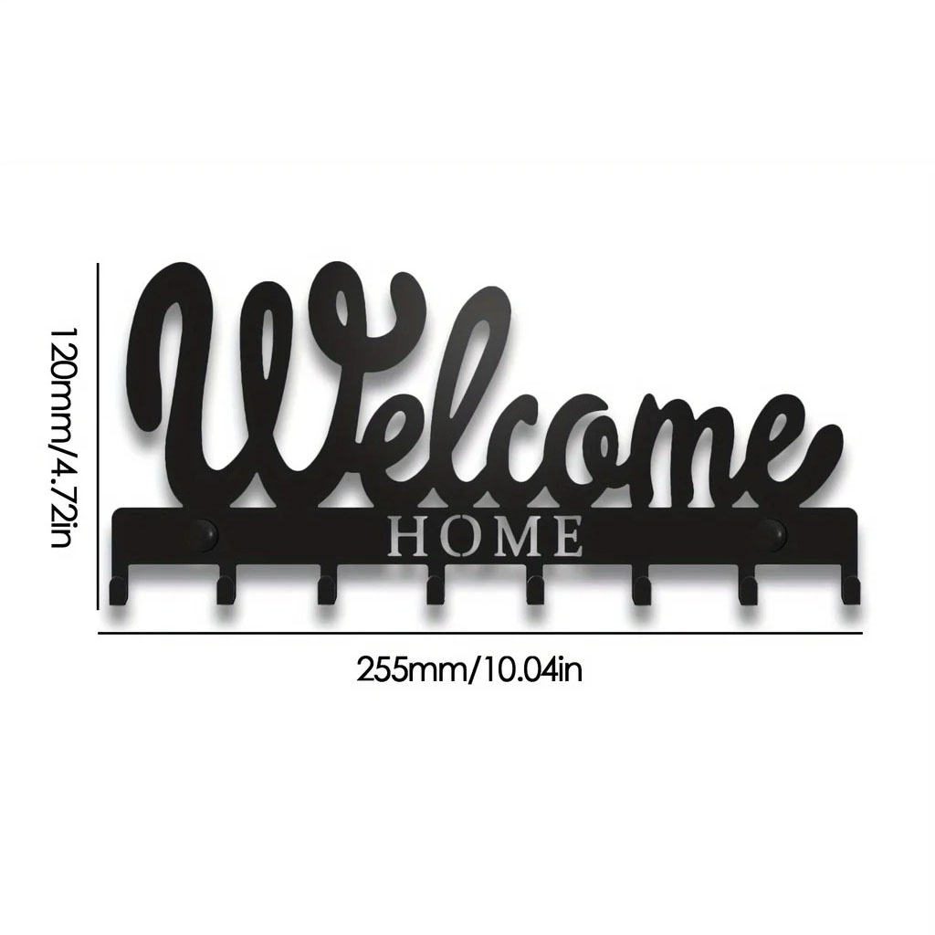 Black Metal Keychain Hook, Sweet Home Wall Hanging for Front Door Kitchen Bedroom Home Decor Metal Artwork: army green