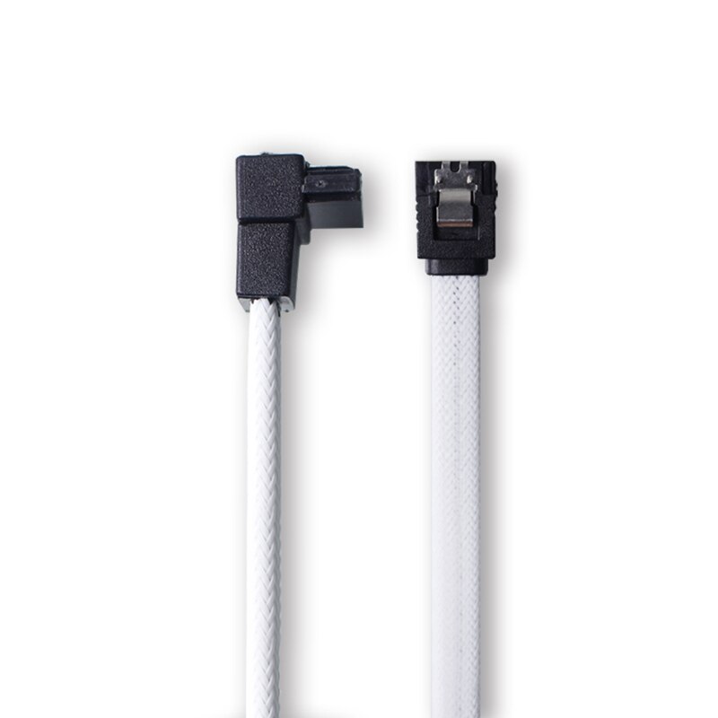 2 Pcs 50CM SATA 3.0 III SATA3 7Pin Data Cable Right Angle 6Gb/S SSD Cables HDD Hard Disk Data Cord With Nylon Sleeved (White Wit