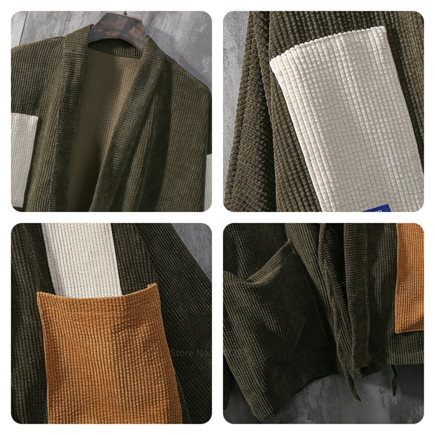 Kimono de Style japonais pour homme, manteau en velours, rétro, Harajuku, chemise femme, Streetwear, Cardigan samouraï asiatique Haori