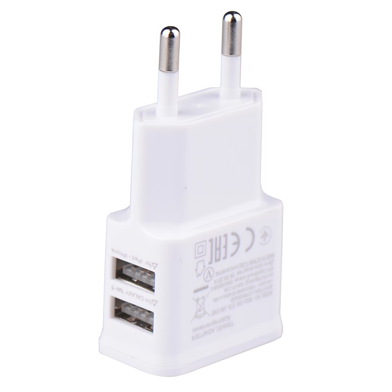 5V fast 1A Plug Dual Double USB Universal mobile phone charger Wall AC Power Charger Home or Travel For iphone ipad ipod charger: 2A 2USB white