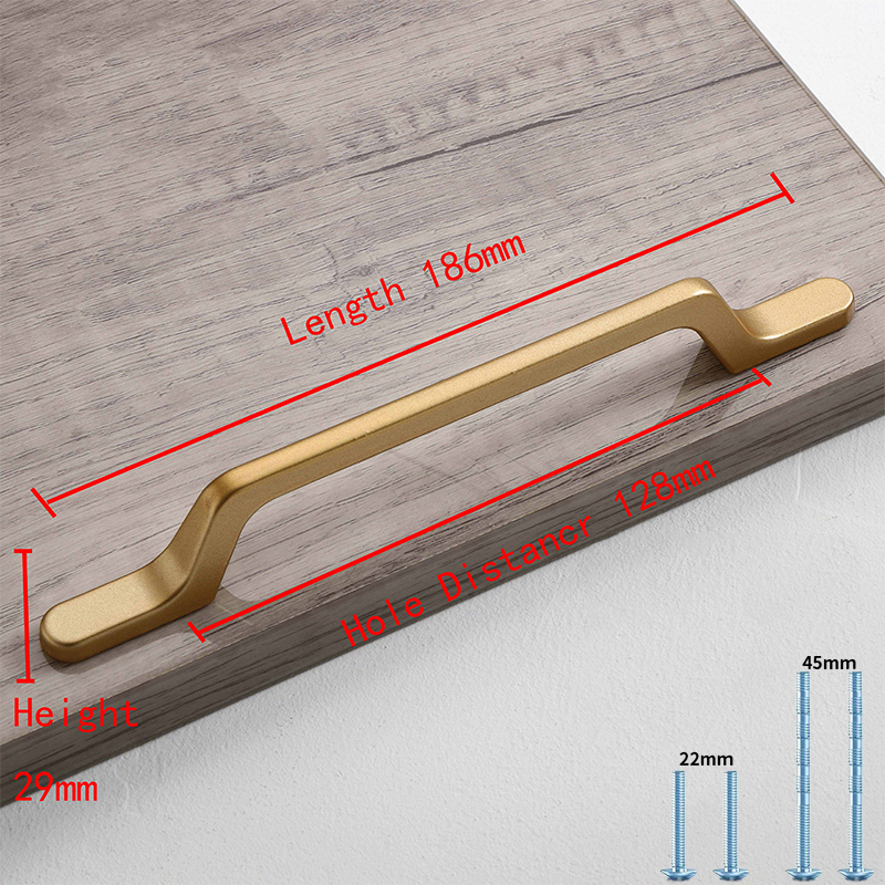 Simple Style Matte Gold Cabinet Handles Solid Aluminum Alloy Kitchen Cupboard Pulls Drawer Knobs Furniture Handle Hardware