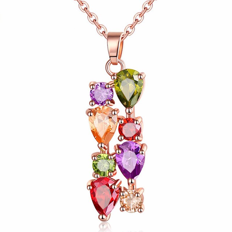 Multicolore zircone pendentif collier de chaîne pull pendentif collier pour les femmes coloré soleil fleur bijoux