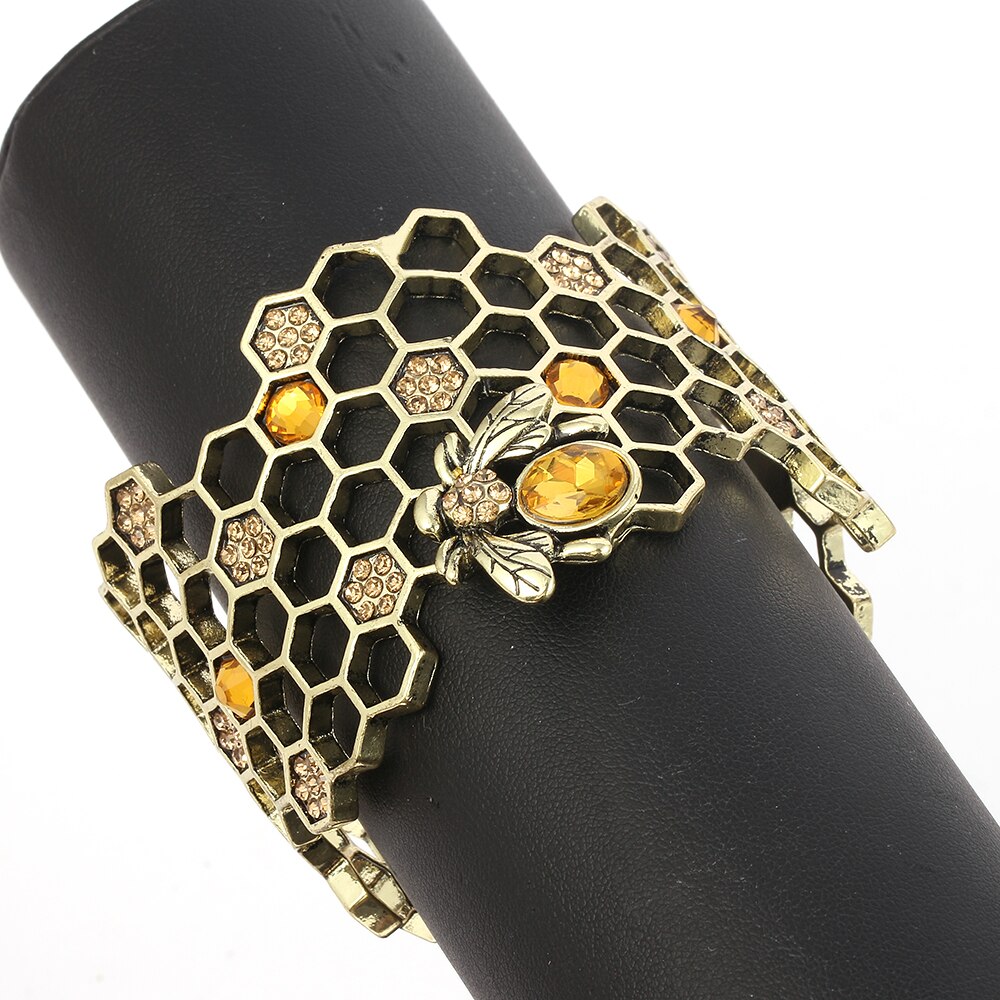 Leuke Honingraat Manchet Armband Bijenkorf Honey Bee Armbanden Mode Vrouwen Geometrische Honingraat Bangle Bee Charms Armband Vrouwen