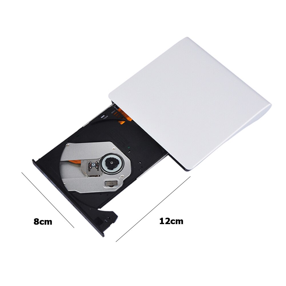 Unidad de CD externa portátil, Lector de DVD ROM, portátil, USB 3,0, Ultra delgado, CD, DVD, ROM: Blanco