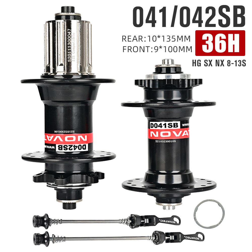 Novatec Hub 28H 32H 36H MTB hub D041SB D042SB freno de tarjeta de disco bujes de bicicleta de montaña bujes de bicicleta 4 rodamientos HG 8 -11 velocidades rojo negro: Negro