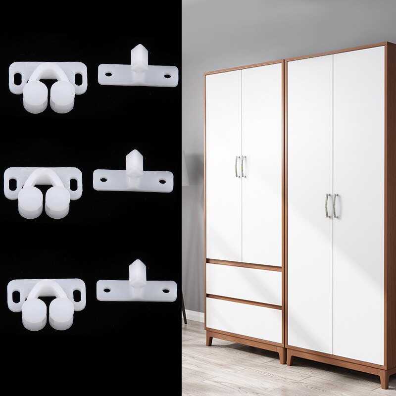 3 Set Door Roller Latch Catch White ABS Plastic Roller Catch Cabinet Door Drawer Ball Latch For Caravan RV Motorhome Etc