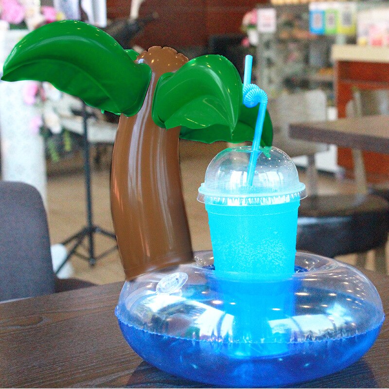 Mini Water Coasters boia Coconut tree Floating inflatable cup holder Swimming pool drink float toy cup stand Water Fun