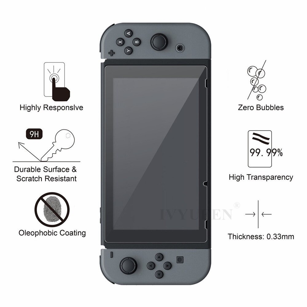 IVYUEEN para la consola Nintendo Switch NS bolsa de almacenaje de transporte protector de pantalla de vidrio templado Shell + funda de silicona para Joy-Con