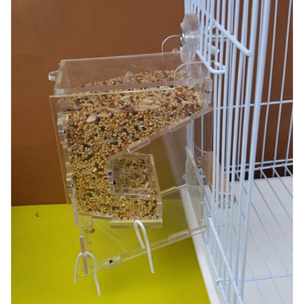 Clear Acrylic Pet Parrot Bird Automatic Cage Feeder Size Small Single Hopper Pets Supplies Accessories Birds Feeders