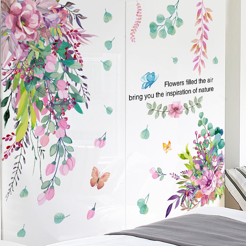 [Shijuehezi] Bloem Bladeren Muurstickers Diy Cartoon Meisje Muurstickers Voor Babykamer Kids Slaapkamer Nursery Woondecoratie